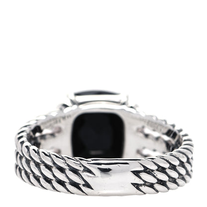 David Yurman Sterling Silver Diamond Black Onyx 10mm Petite Wheaton Ring 54 6.75 3 of 4