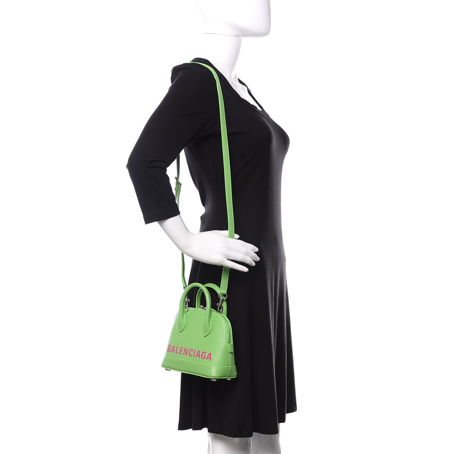 Grained Calfskin XXS Ville Top Handle Bag Light Green Fuchsia