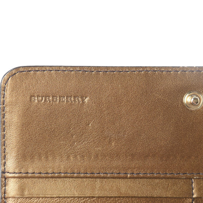 Burberry Metallic Calfskin Grommet Studded Flap Wallet Gold 6 of 7