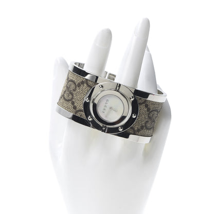 Gucci Stainless Steel Canvas Mother of Pearl 33mm Twirl Monogram Quartz Watch 2 of 8