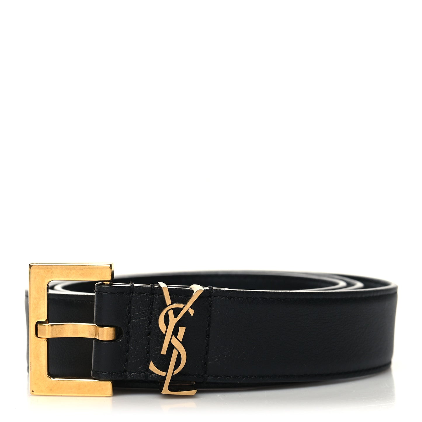 Smooth Calfskin Monogram Square Buckle Belt 100 40 Black