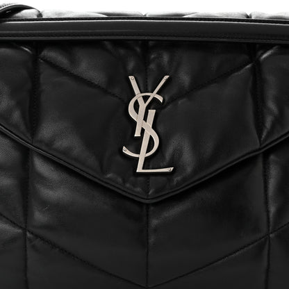 Saint Laurent Lambskin Quilted Medium Loulou Puffer Monogram Chain Satchel Black 8 of 10