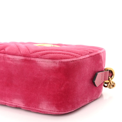 Gucci Velvet Matelasse Small GG Marmont Chain Shoulder Bag Light Raspberry Rose 10 of 10