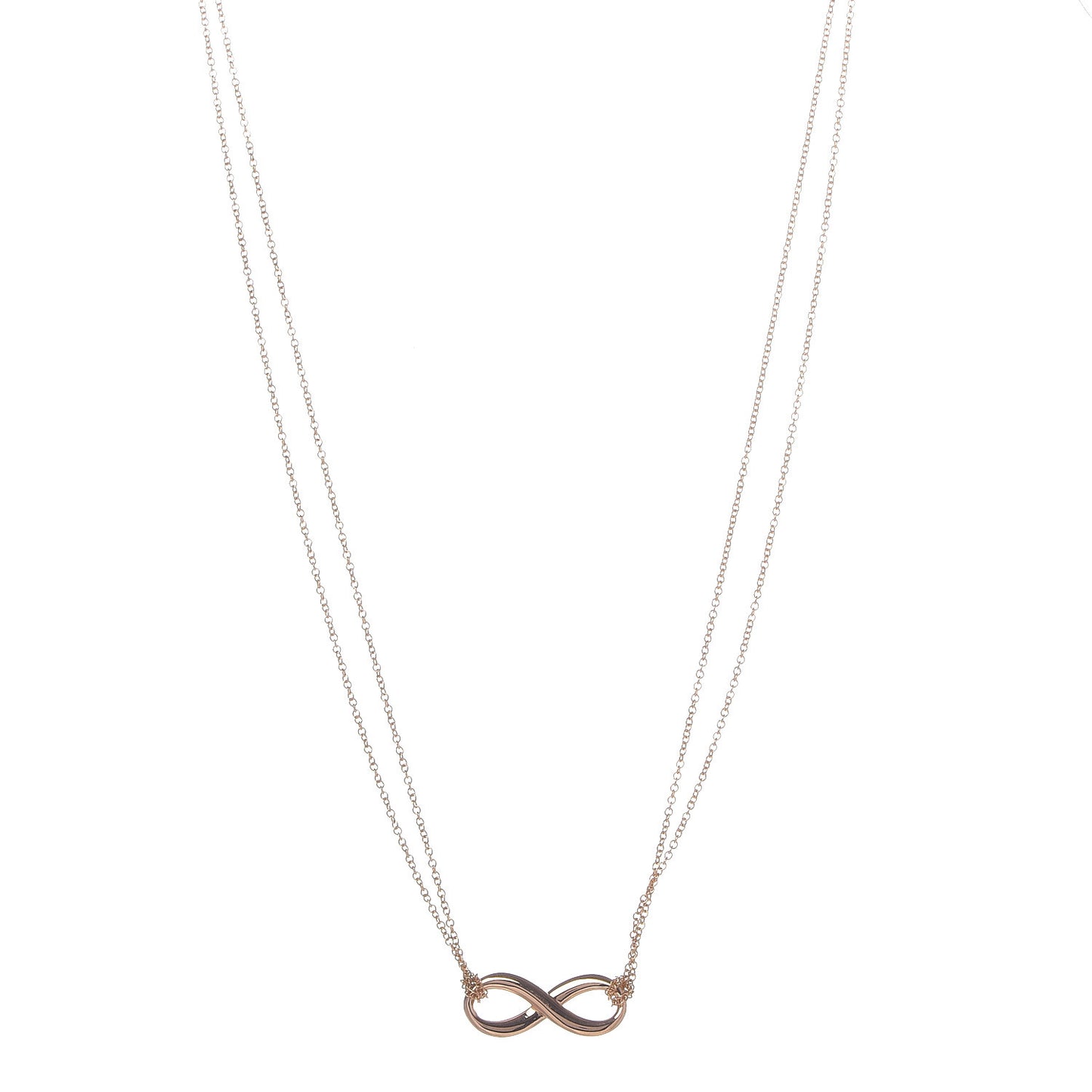 18K Rose Gold Infinity Double Chain Pendant Necklace