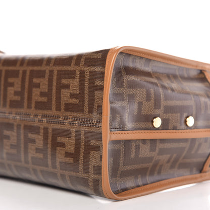 Fendi Glazed Fabric Vitello Century FF 1974 Stamp Patch Mini Peekaboo Defender Cover Mogano Panna Caramello 7 of 11