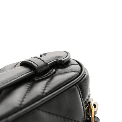 Gucci Calfskin Matelasse Chevron Mini GG Marmont Top Handle Bag Black 11 of 11
