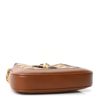 Gucci New Canvas Charisma Calfskin Crystal GG Monogram Mini Jackie 1961 Hobo Camel Ebony 4 of 10