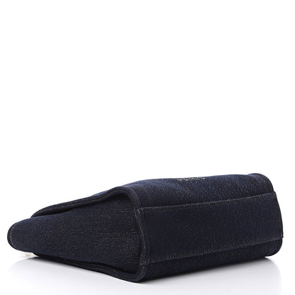 Chanel Lurex Canvas Small Deauville Tote Navy Blue Gold 4 of 9