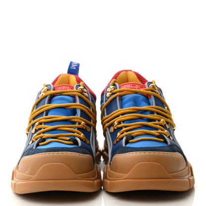 Gucci X SEGA Nylon Suede Calfskin Mens Flashtrek Sneakers 7 Bright Splash Poppy Marine Blue 2 of 8