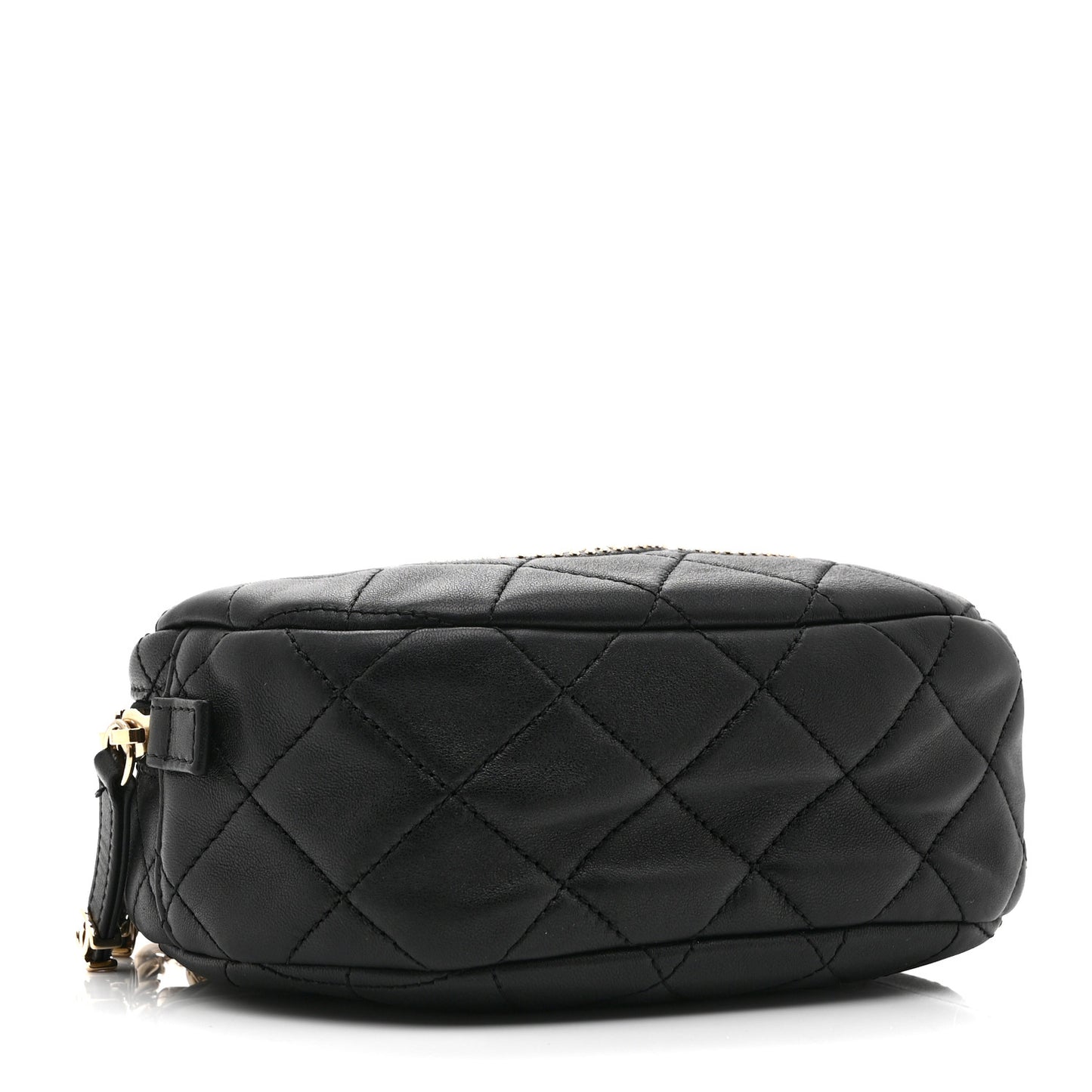 Lambskin Quilted Studded Camera Case Black