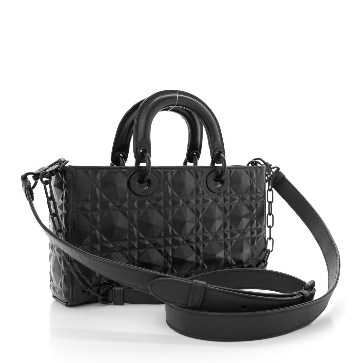 Calfskin Cannage Diamond Medium Lady D-Joy Black