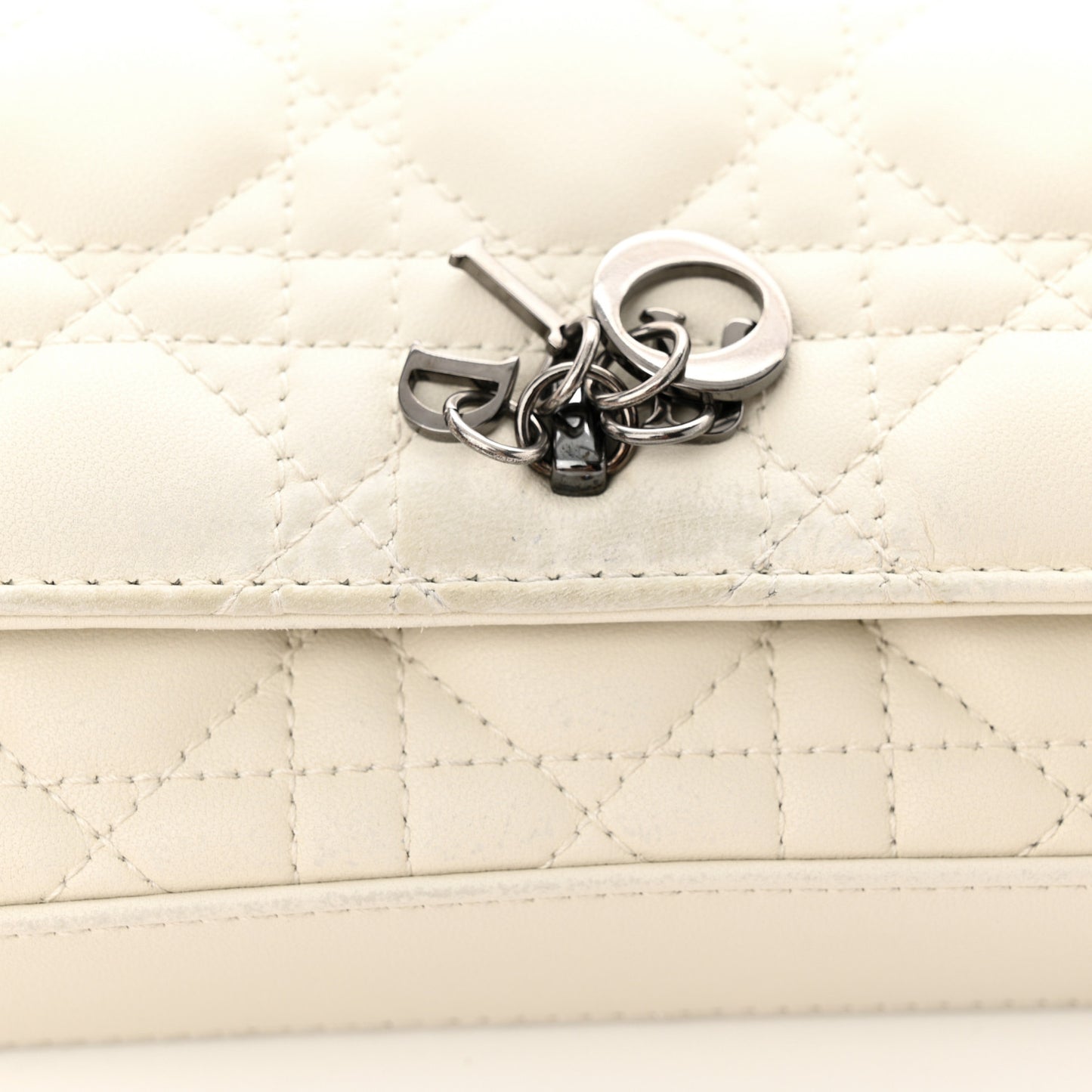 CHRISTIAN DIOR Calfskin Cannage Lady Dior Phone Pouch Latte