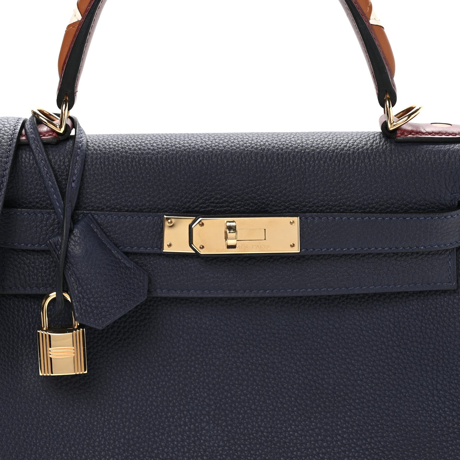 Hermes Togo Horseshoe Au Galop Kelly Retourne 28 Bleu Nuit Rouge H Fauve 8 of 11