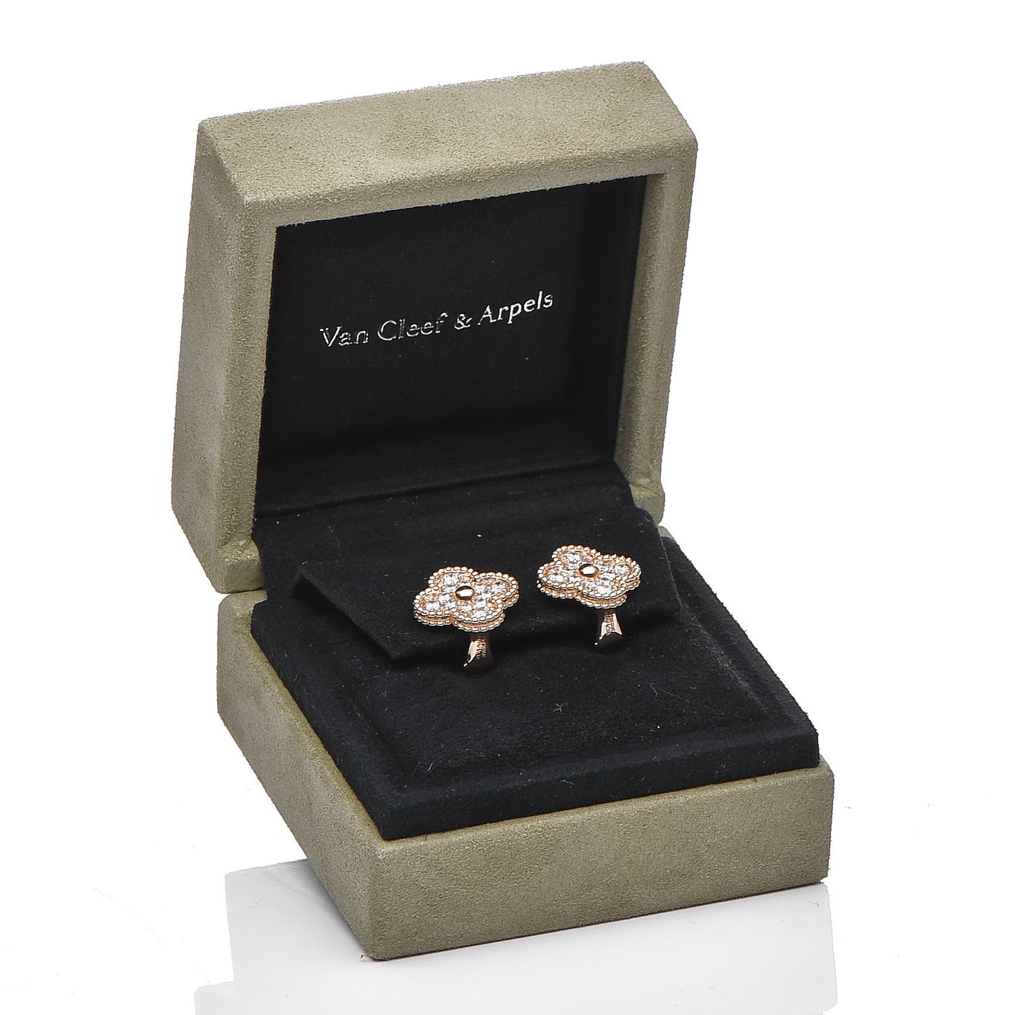 18K Yellow Gold Diamond Vintage Alhambra Earrings
