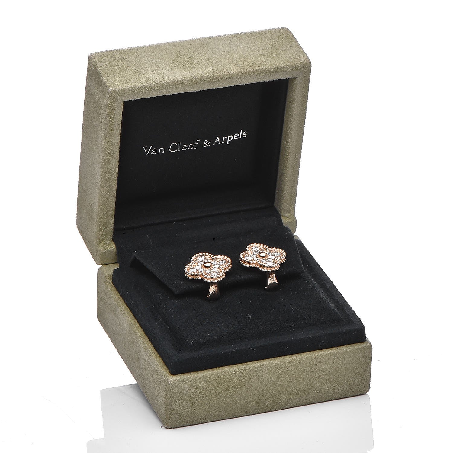 Van Cleef & Arpels 18K Yellow Gold Diamond Vintage Alhambra Earrings 10 of 10