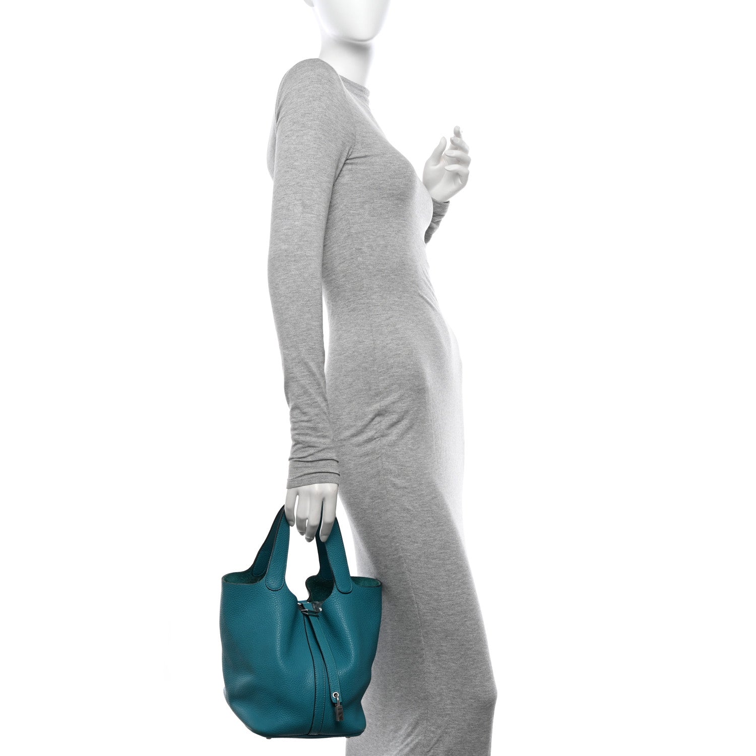 Hermes Taurillon Clemence Picotin Lock 22 MM Turquoise 2 of 14