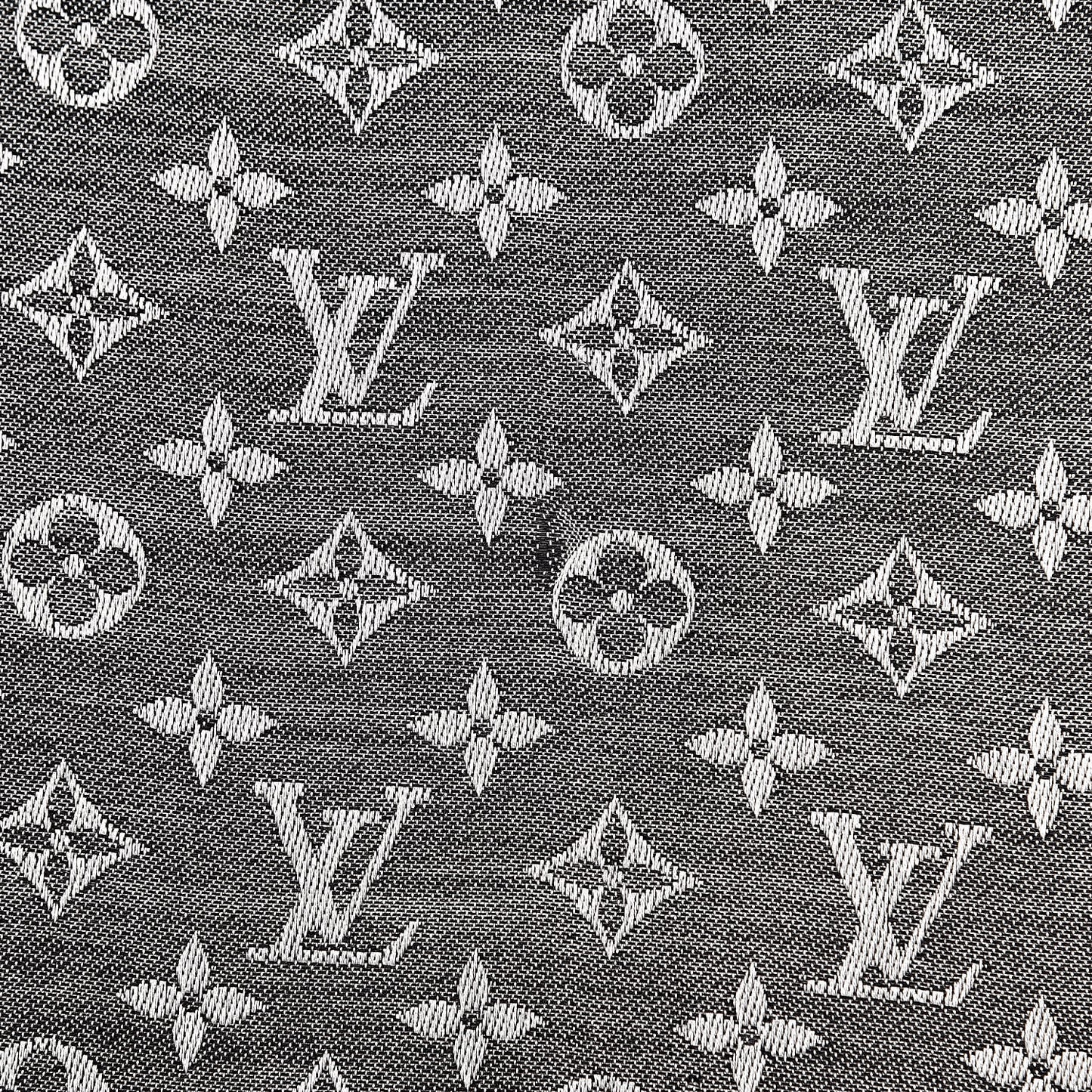 Wool Silk Monogram Denim Shawl Black