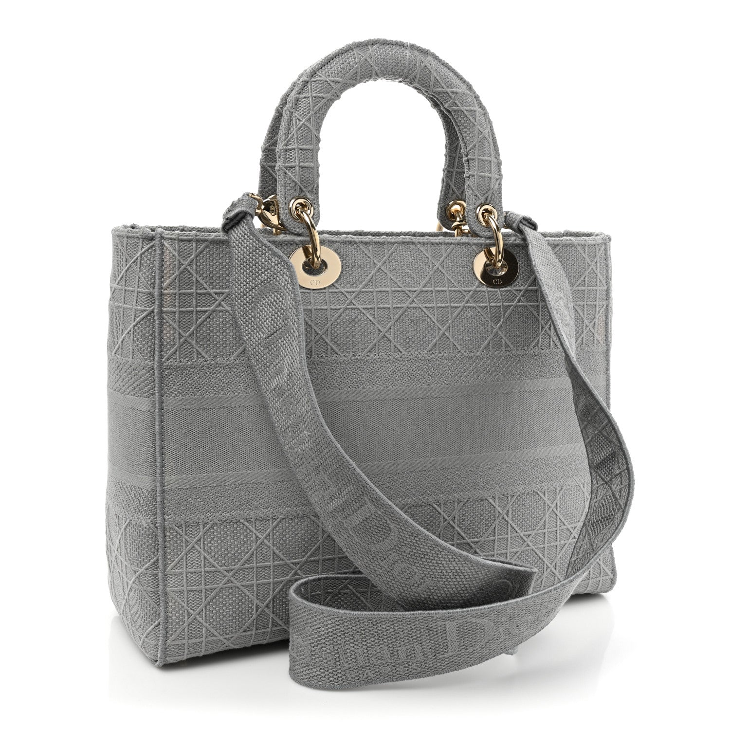 Christian Dior Canvas Embroidered Cannage Lady D-Lite Gray 3 of 18