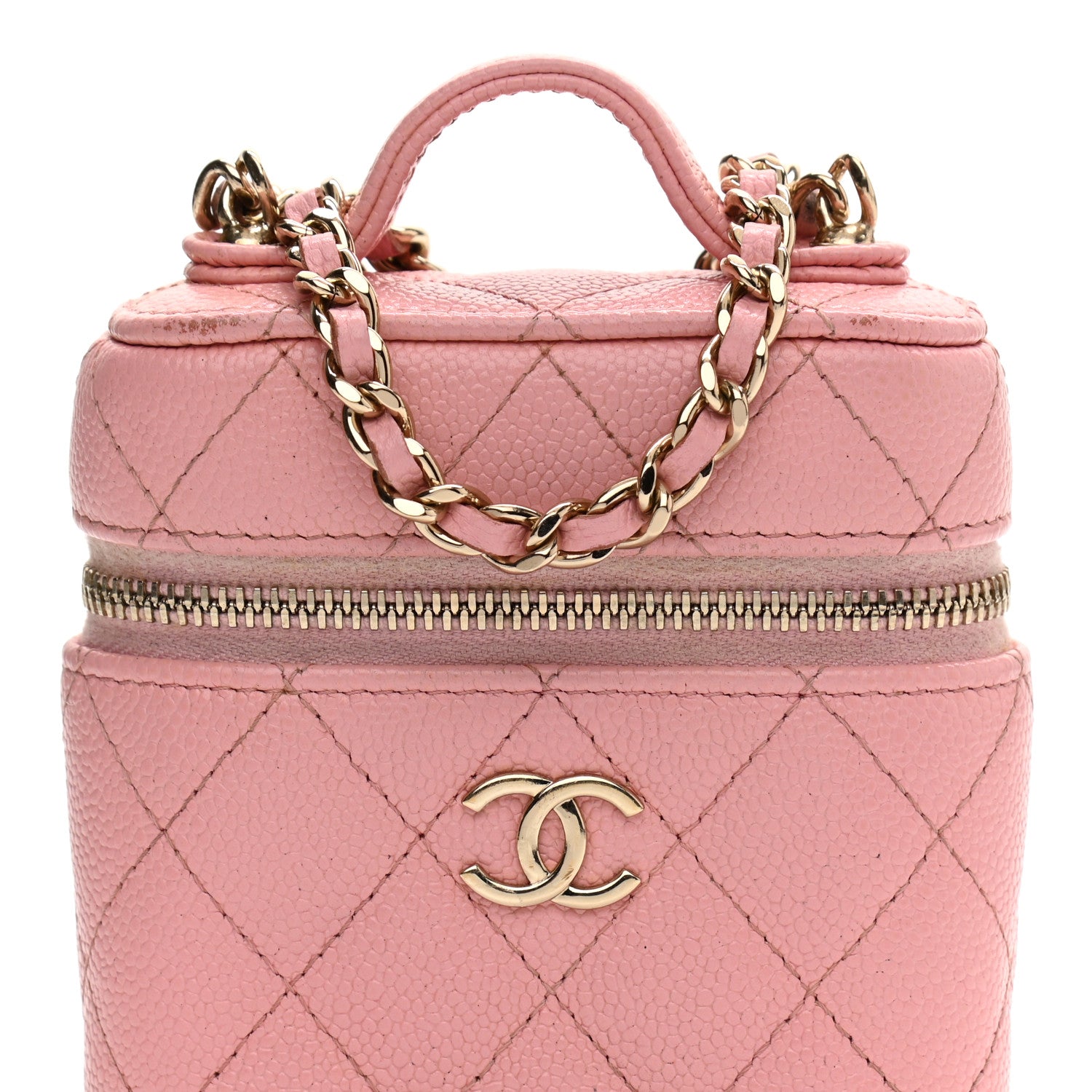 Chanel Caviar Quilted Small Handle With Care Vanity Case With Chain Pink 8 of 13