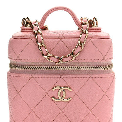 Chanel Caviar Quilted Small Handle With Care Vanity Case With Chain Pink 8 of 13