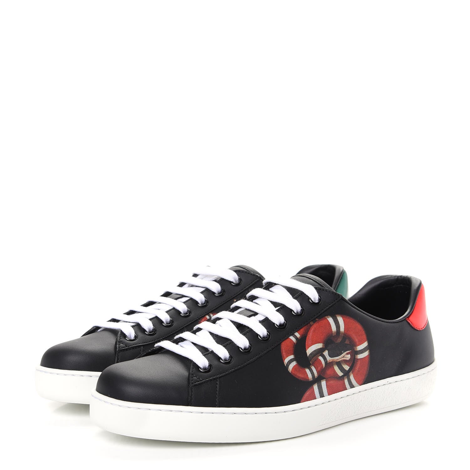 Gucci Calfskin Kingsnake Mens Ace Sneakers 7 Black Multicolor 3 of 11