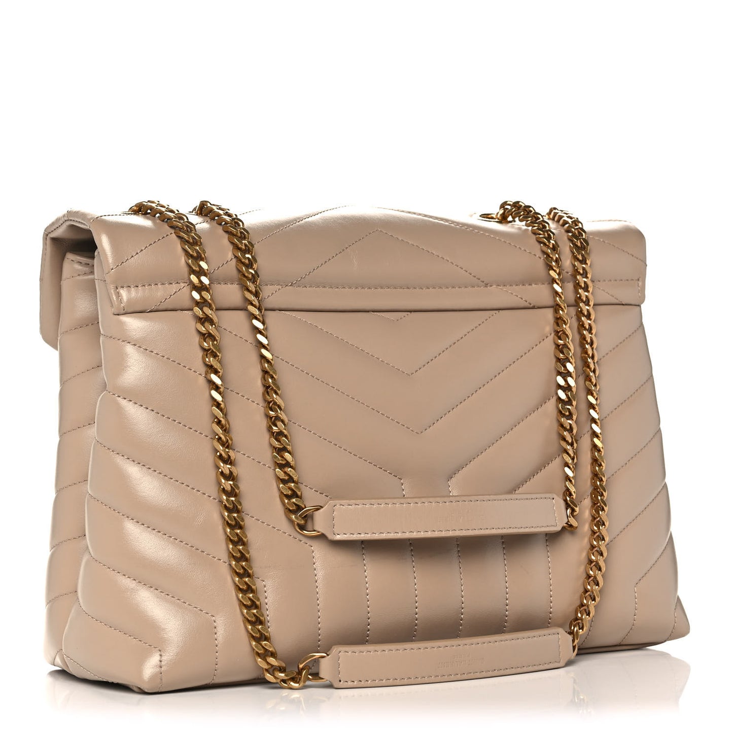 Calfskin Y Quilted Monogram Medium Loulou Chain Satchel Dark Beige