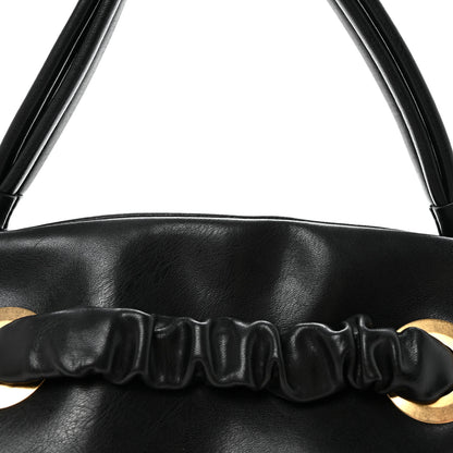 Celine Smooth Calfskin Eyelet Small Top Handle Bag Black 8 of 10