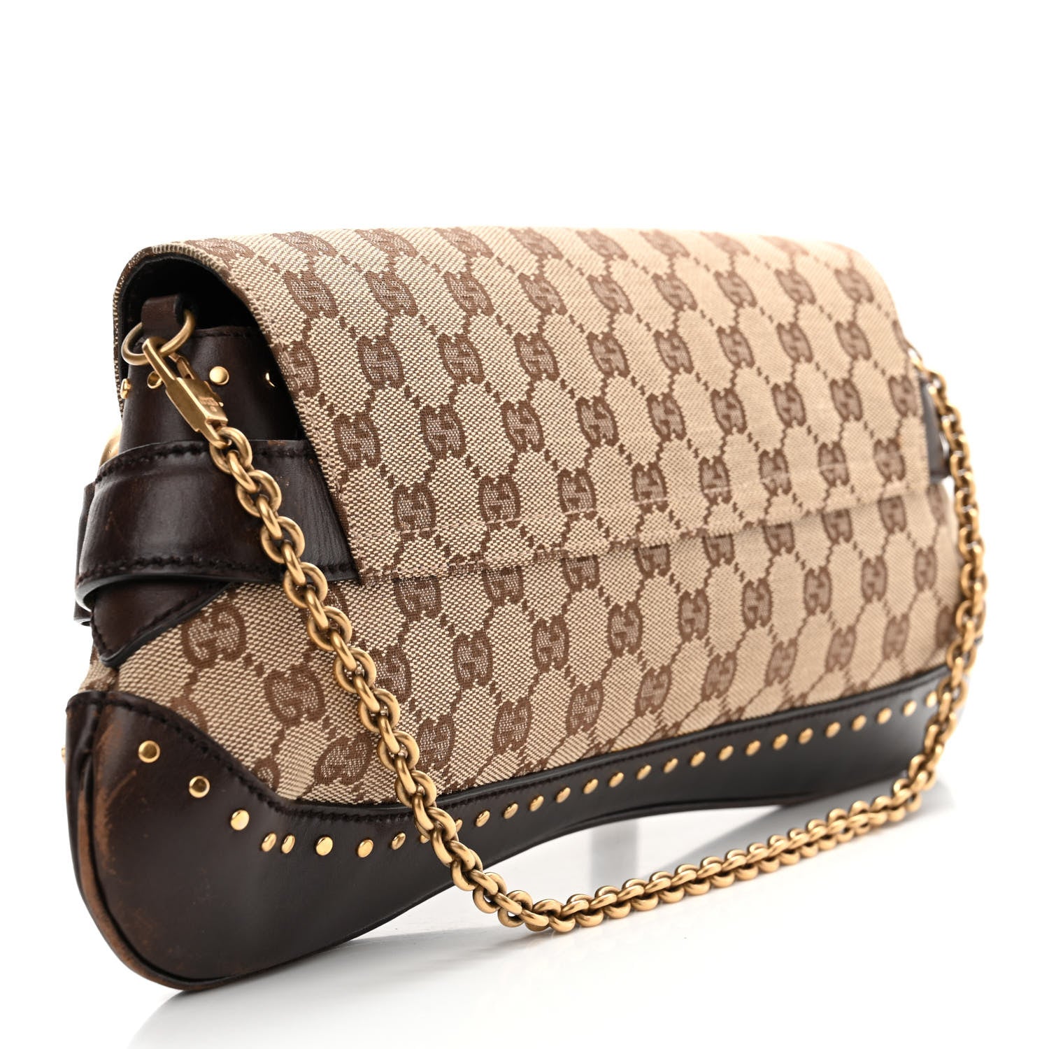 Gucci Monogram Horsebit Clutch Dark Brown 3 of 18
