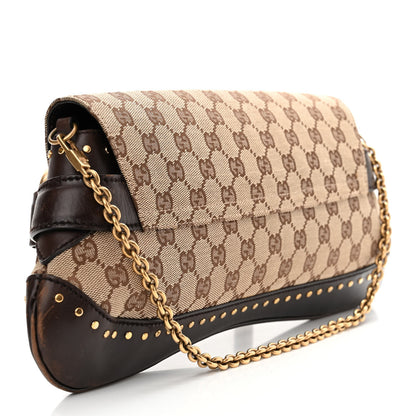 Gucci Monogram Horsebit Clutch Dark Brown 3 of 18
