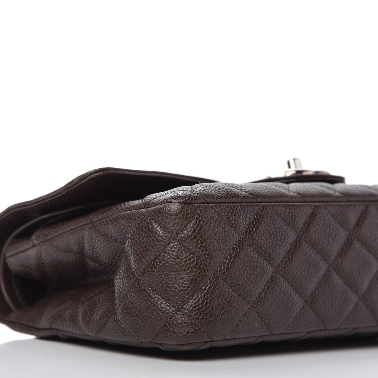 Caviar Quilted Medium Double Flap Brown