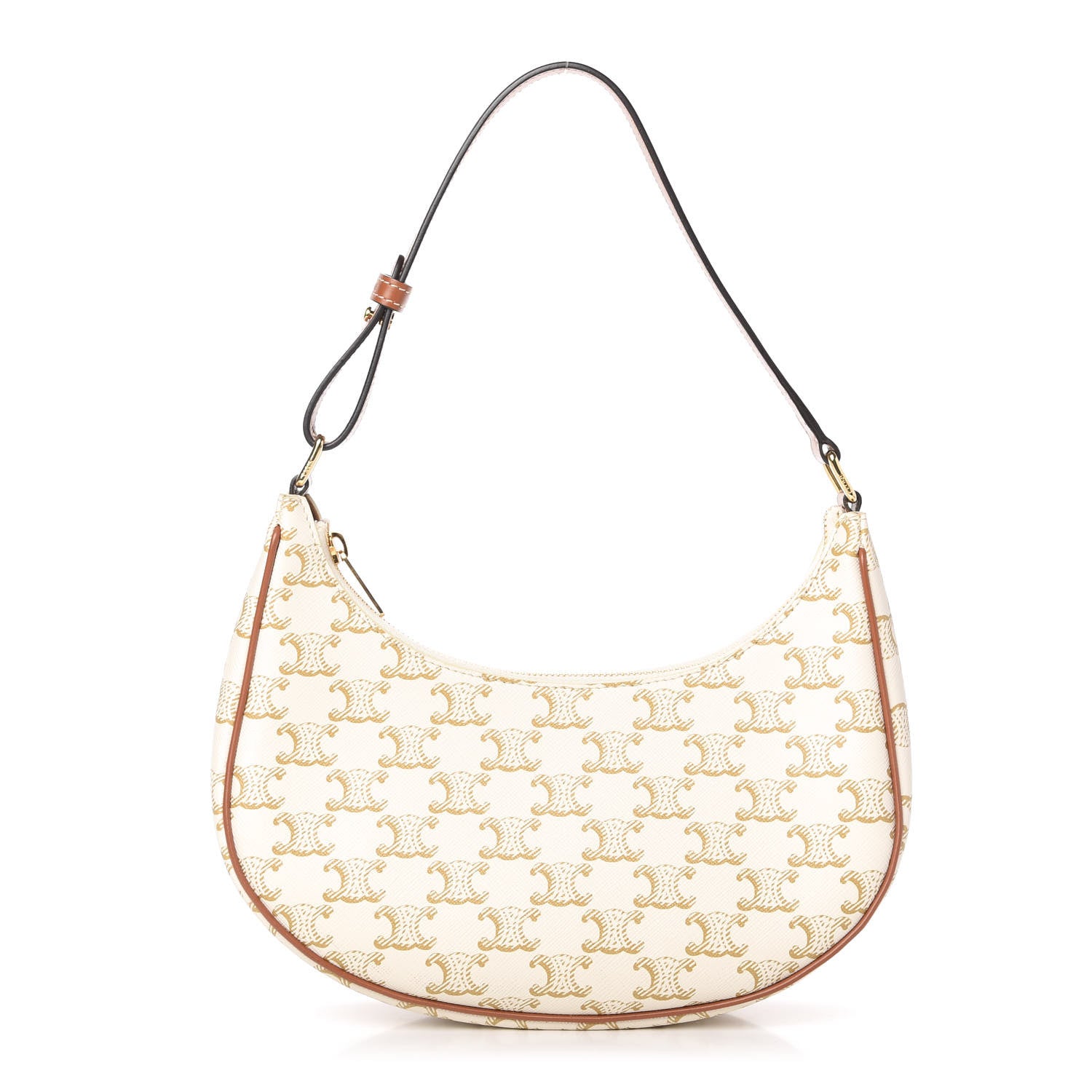 Celine Canvas Calfskin Ava Triomphe Shoulder Bag White 1 of 10