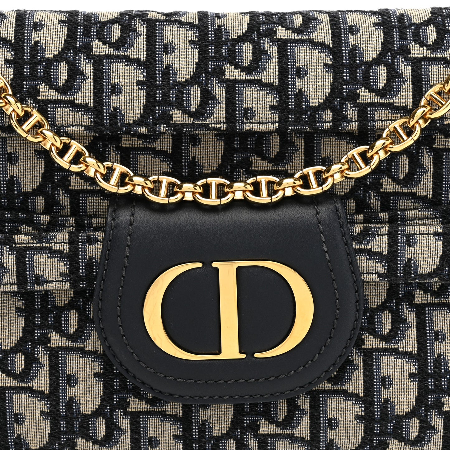 Oblique Medium Diordouble Chain Bag Blue