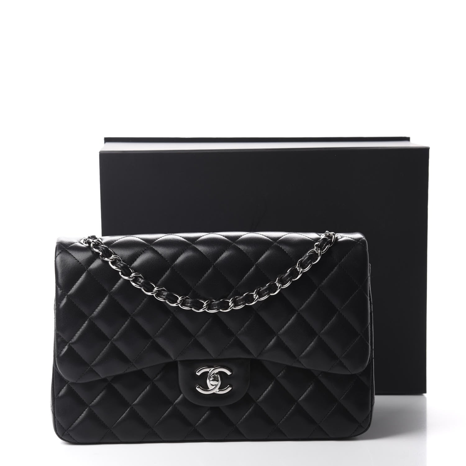 Chanel Lambskin Quilted Jumbo Double Flap Black 11 of 11