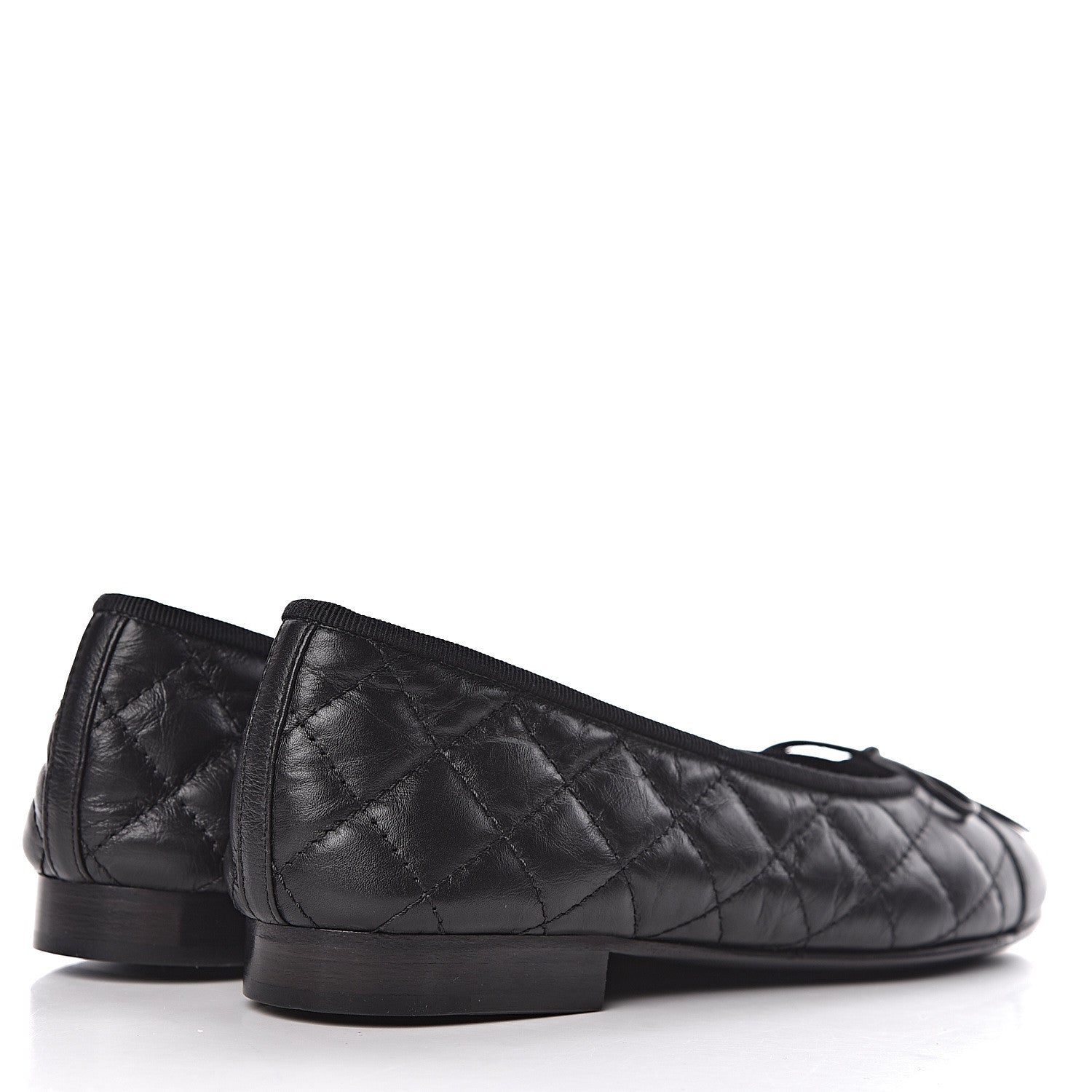 Chanel Aged Calfskin Quilted Cap Toe Ballerina Flats 35.5 Black 4 of 10