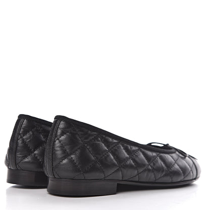 Chanel Aged Calfskin Quilted Cap Toe Ballerina Flats 35.5 Black 4 of 10