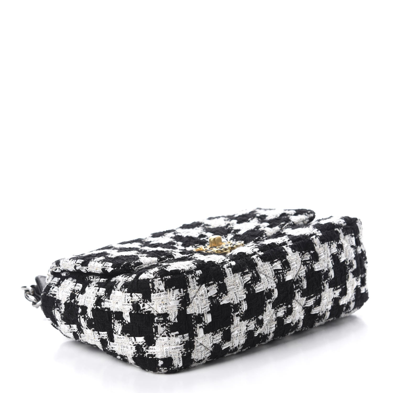 Chanel Tweed Quilted Medium 19 Flap Black Ecru White 4 of 11