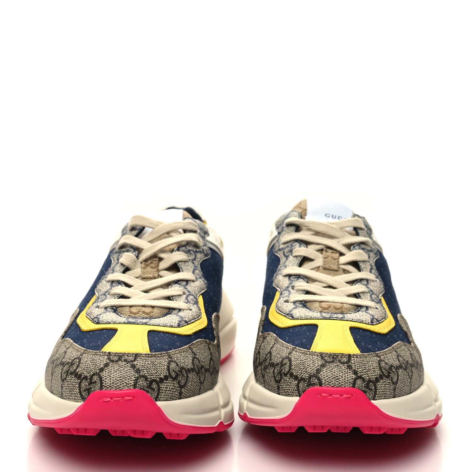 Gucci GG Supreme Monogram Mix Monogram Mens Rhyton Sneakers 9 London Blue Beige Sun Yellow 2 of 8
