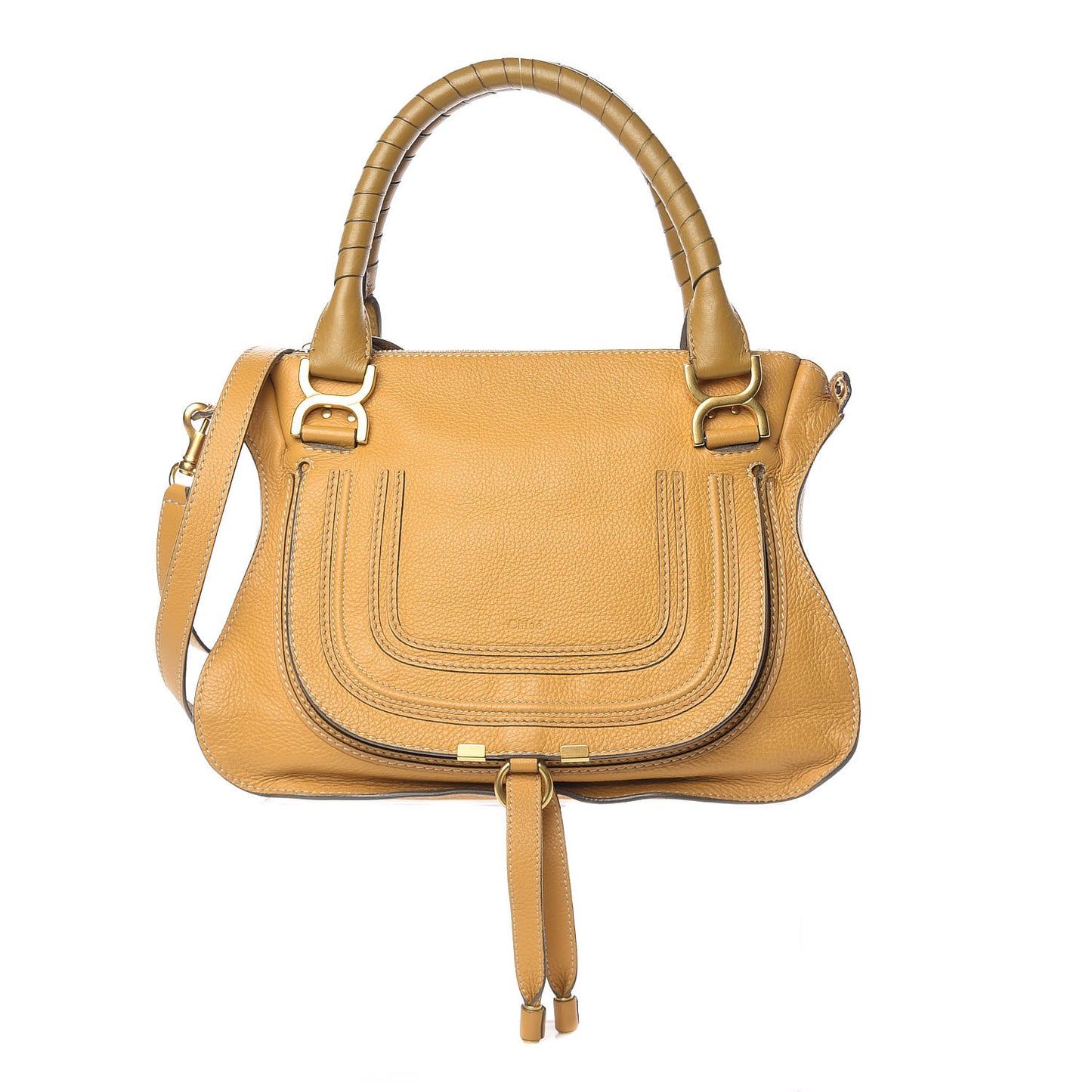 Calfskin Medium Marcie Satchel Curry Yellow