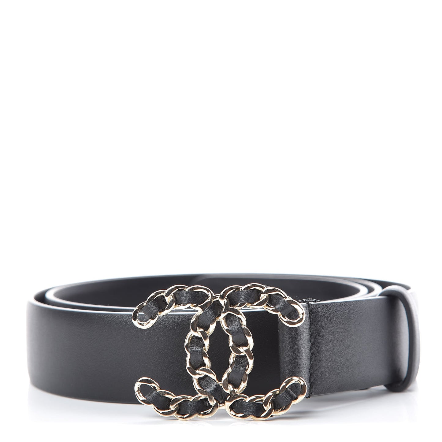 Calfskin CC Chain Belt 90 36 Black