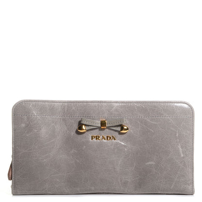 Prada Vitello Shine Zip Around organizer Wallet Nube 1 of 8