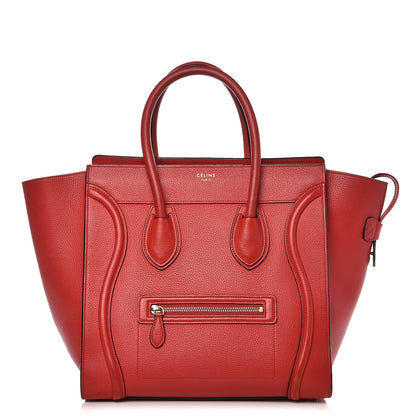 Celine Drummed Calfskin Mini Luggage Coquelicot 1 of 17