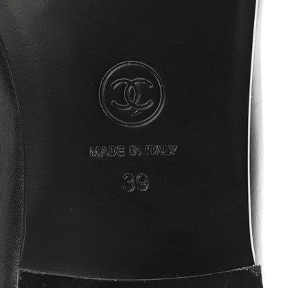 Chanel Lambskin Patent Cap Toe Ballerina Flats 39 Black 8 of 9