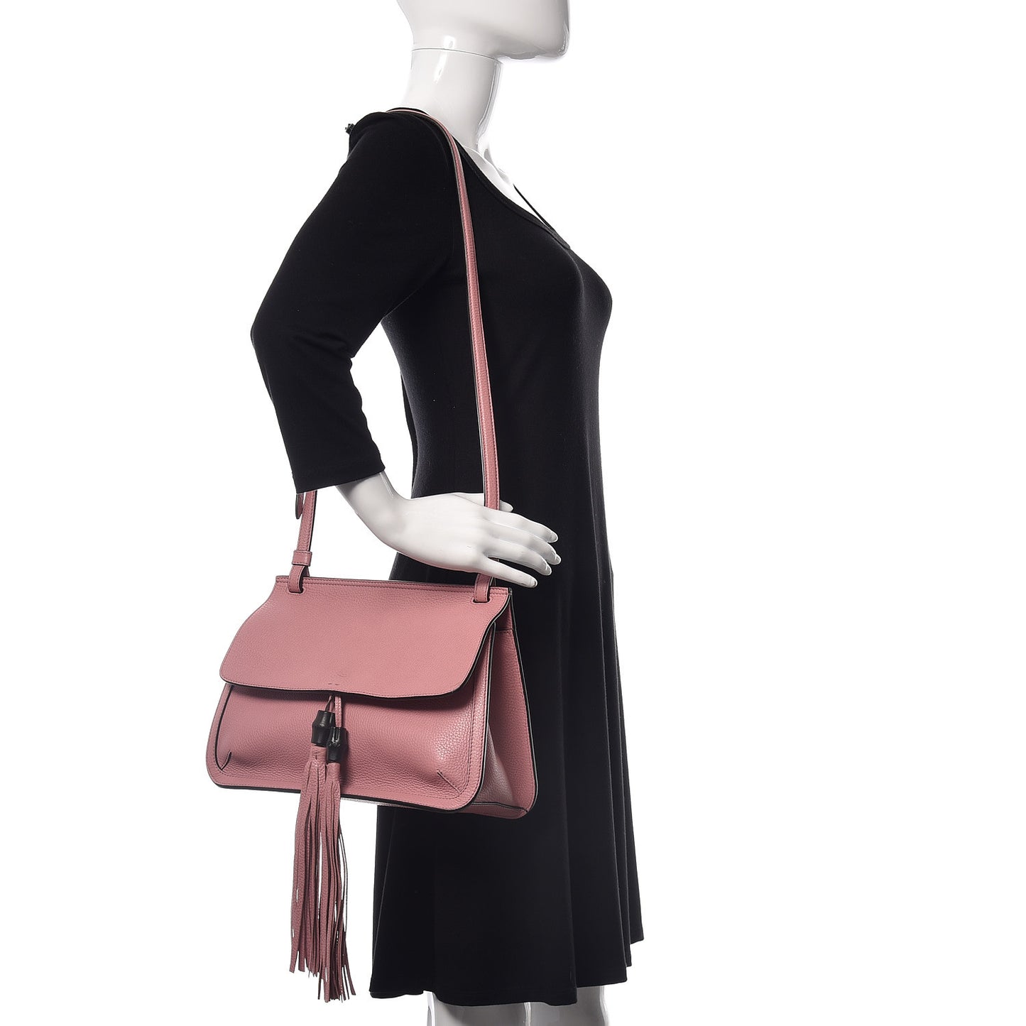 Cellarius Calfskin Medium Bamboo Daily Flap Shoulder Bag Carmine Rose