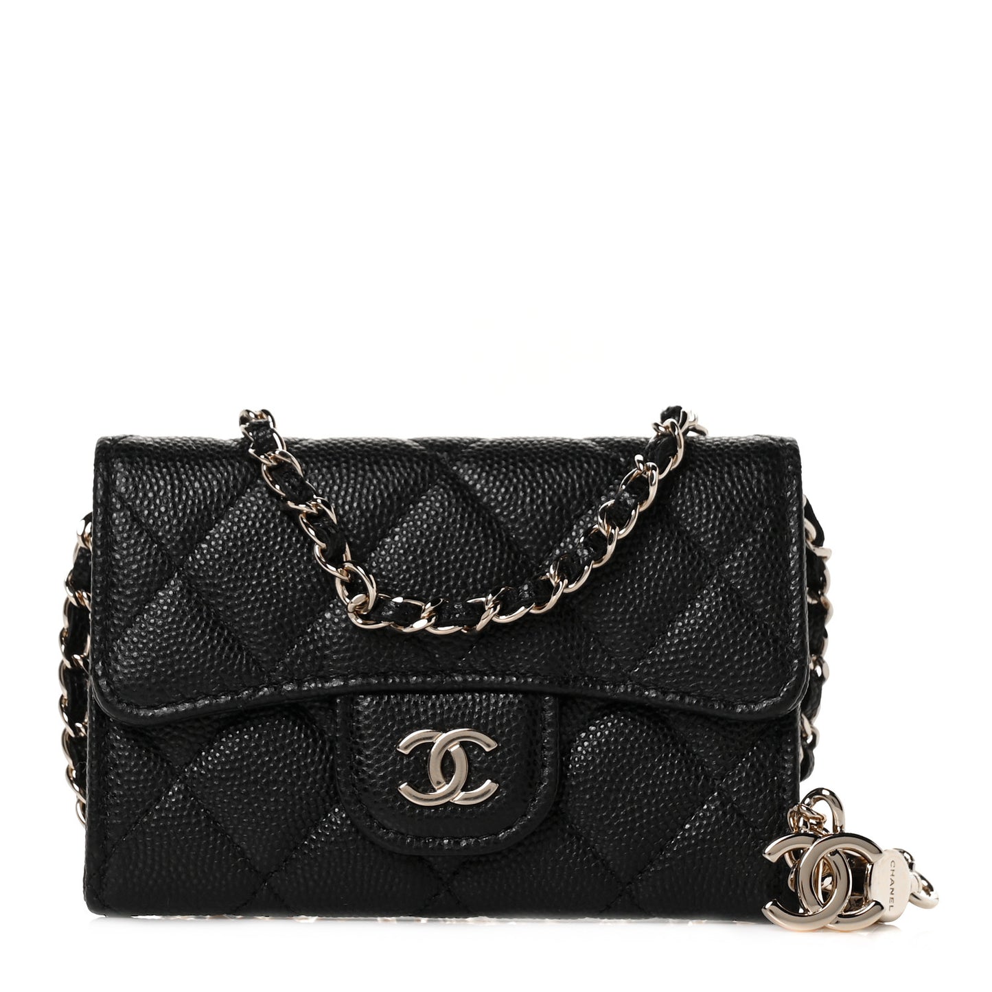 Caviar Quilted Flap Classic Belt Bag Black