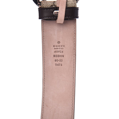 Gucci GG Supreme Monogram Selleria Calfskin Interlocking G 40mm Belt 80 32 Beige Ebony Cocoa 6 of 7