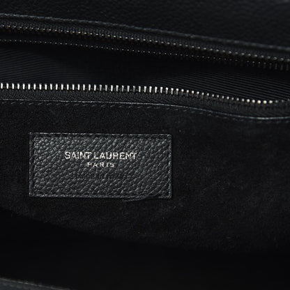 Saint Laurent Grained Calfskin Small Cabas Rive Gauche Black 6 of 14