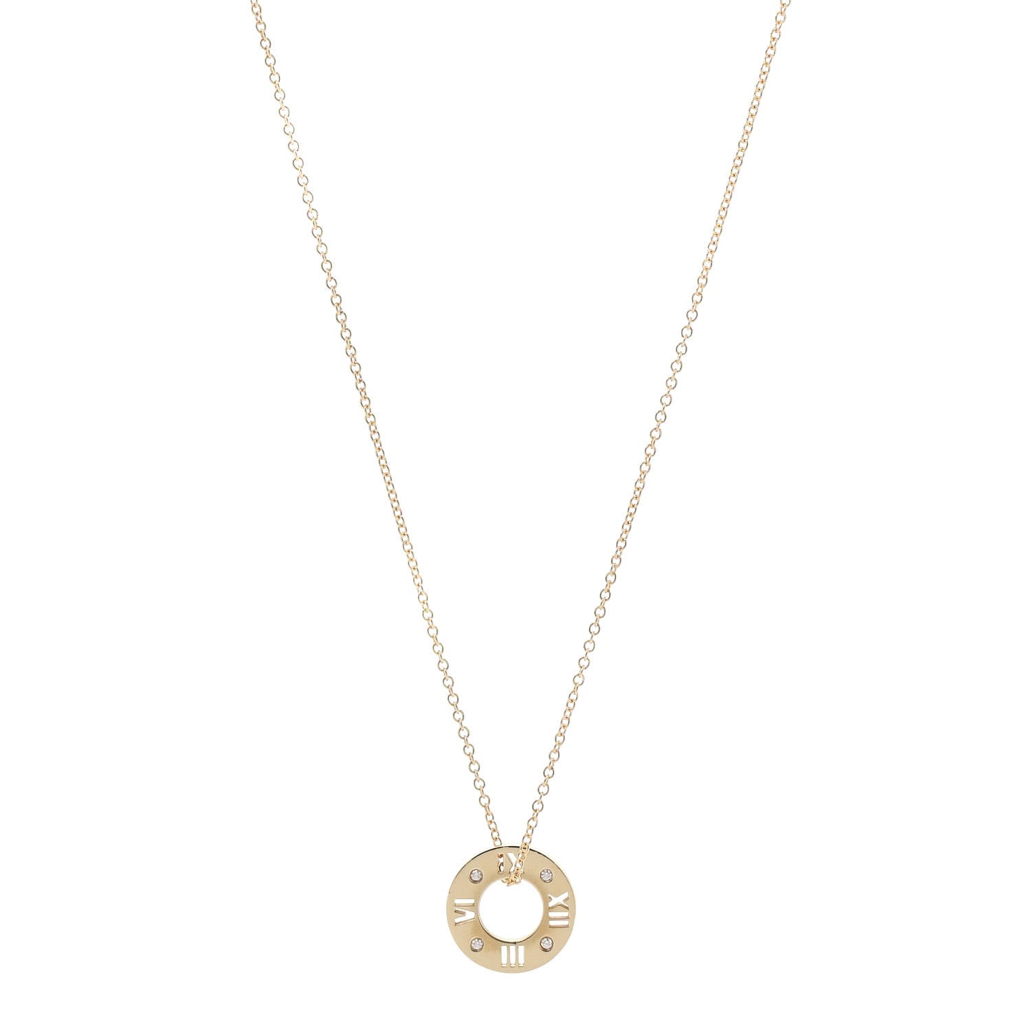 Tiffany 18K Yellow Gold Diamond Atlas Pierced Pendant Necklace 1 of 6