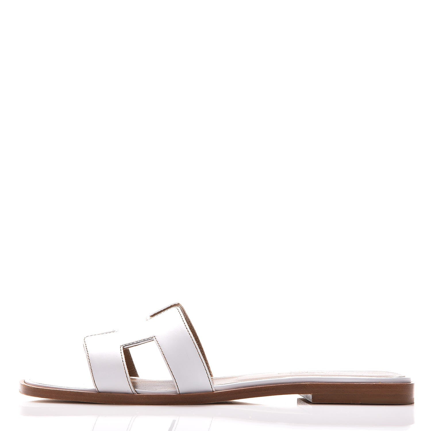 Hermes Box Calfskin Oran Sandals 38 White 1 of 7