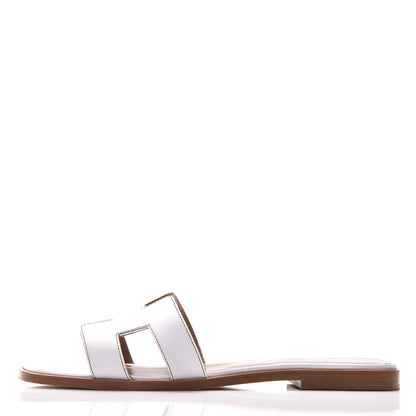 Hermes Box Calfskin Oran Sandals 38 White 1 of 7