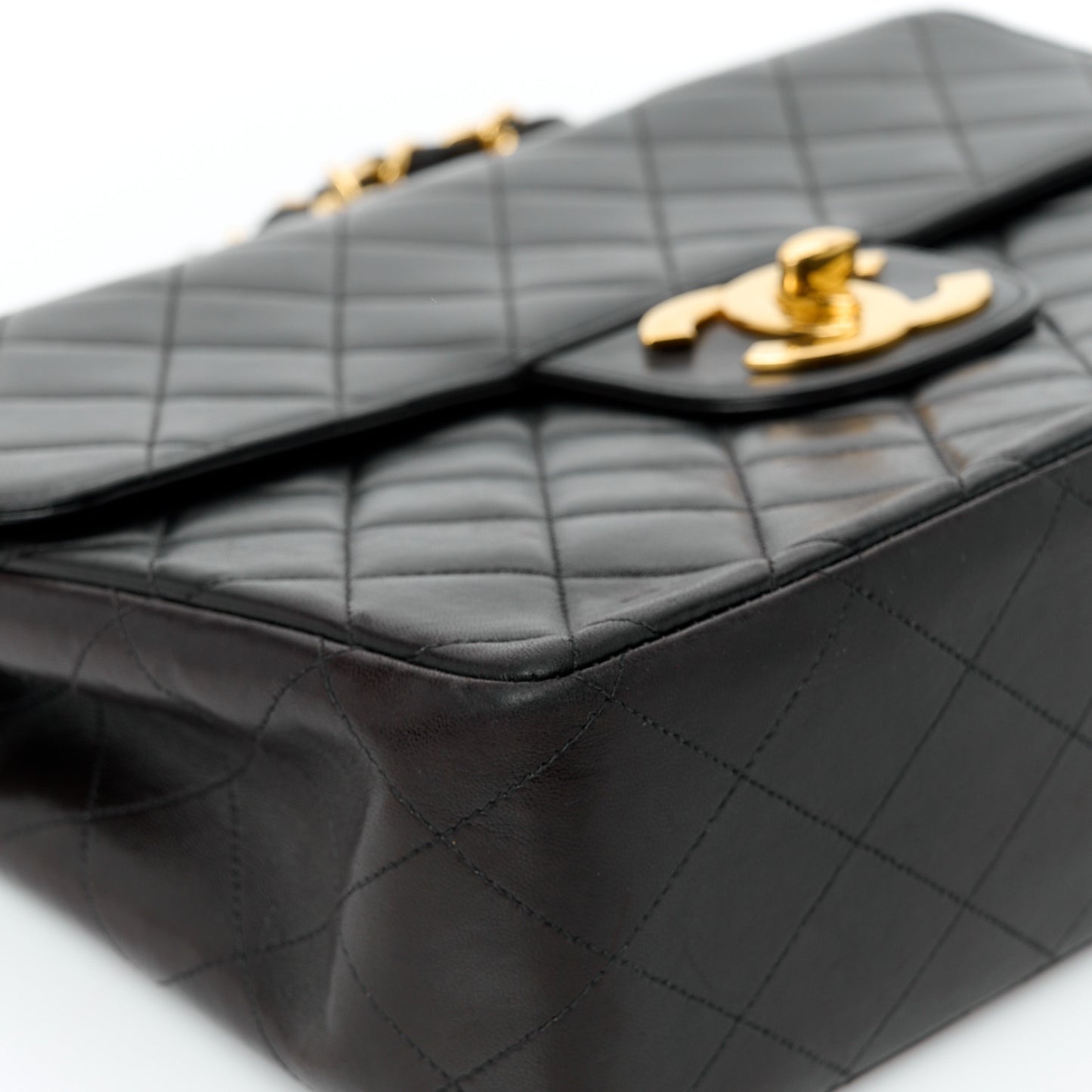 Lambskin Quilted XL Jumbo Single Flap Black